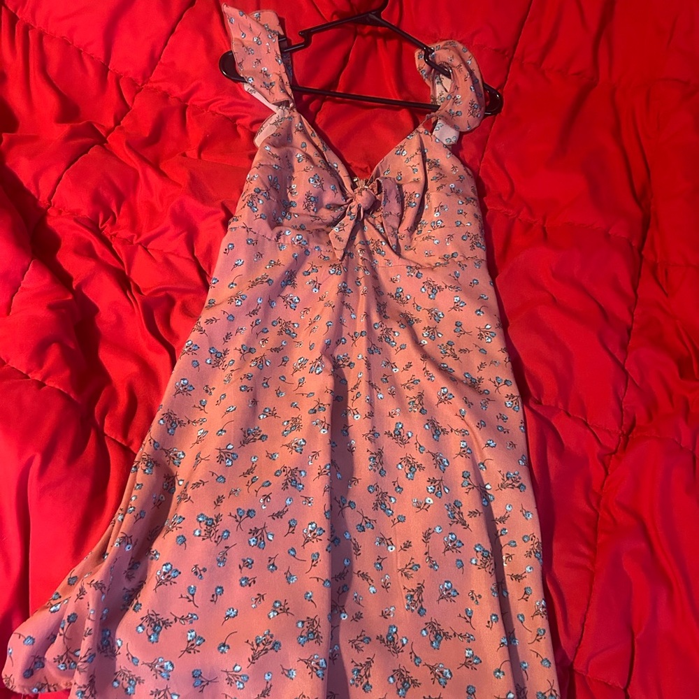 Pink floral top tie dress
